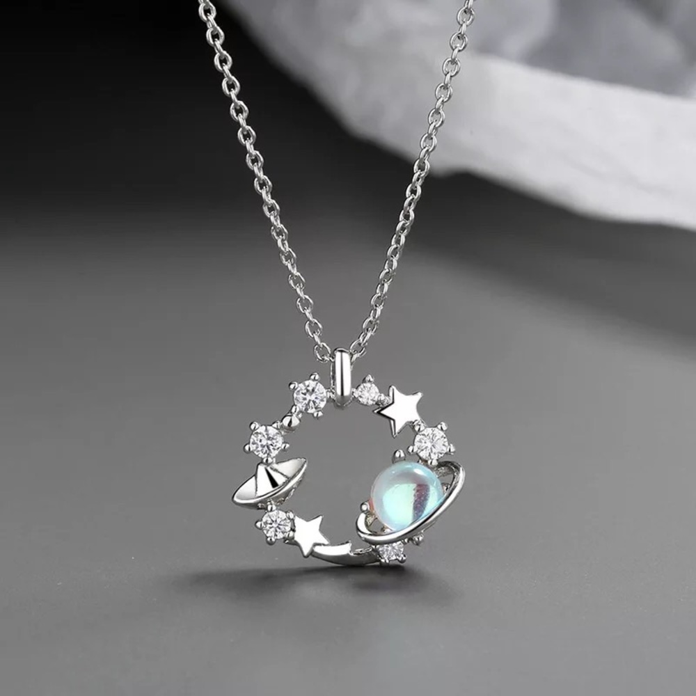 New Sterling Silver 925 Planet Moonstone adjustable Necklace